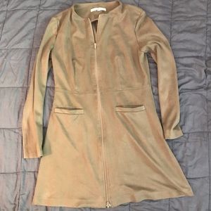 The Swiss Label faux suede full zip dress